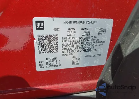 2023 Chevrolet Trailblazer Awd Rs from USA, damaged, VIN KL79MUSL2PB201016